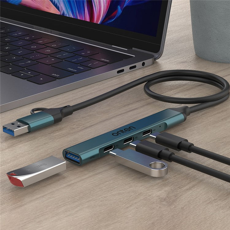 ONTEN UCA9703 USB 3.0+Type-C to 3xType-C+USB Adapter Aluminum Alloy USB Hub