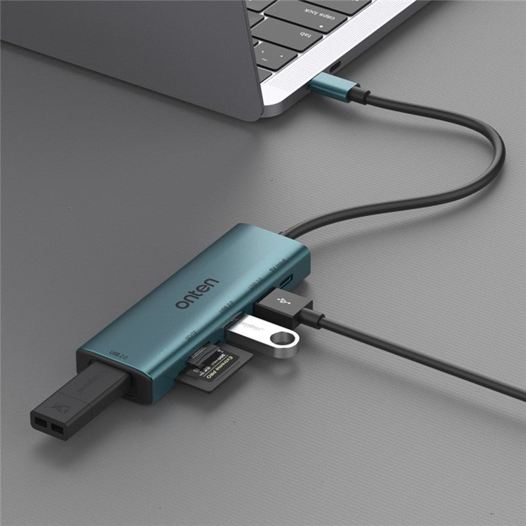 ONTEN UC120 6-in-1 USB-C to USB3.0 + 2xUSB2.0 + Type-C Input + SD / TF Card Slots Adapter USB Hub