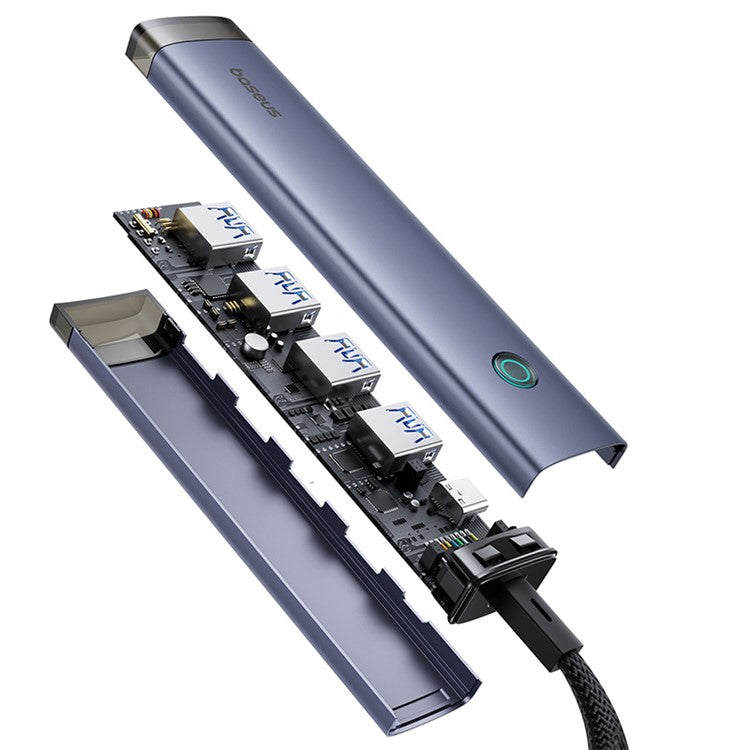 BASEUS UltraJoy Series BS-OH184 USB Hub USB-A / Type-C to 4xUSB 3.0 + Type-C Adapter - Grey