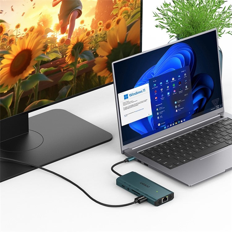 ONTEN UC961 9-in-1 Type-C to USB3.0*3+HD+SD+TF+Jack+PD 3.0+RJ45 USB Hub Docking Station