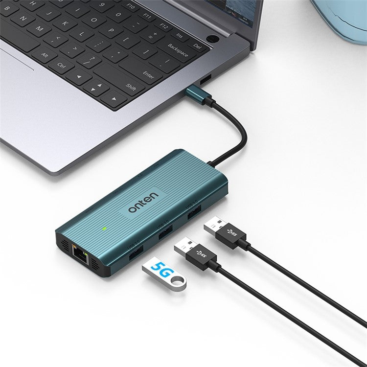 ONTEN UC961 9-in-1 Type-C to USB3.0*3+HD+SD+TF+Jack+PD 3.0+RJ45 USB Hub Docking Station