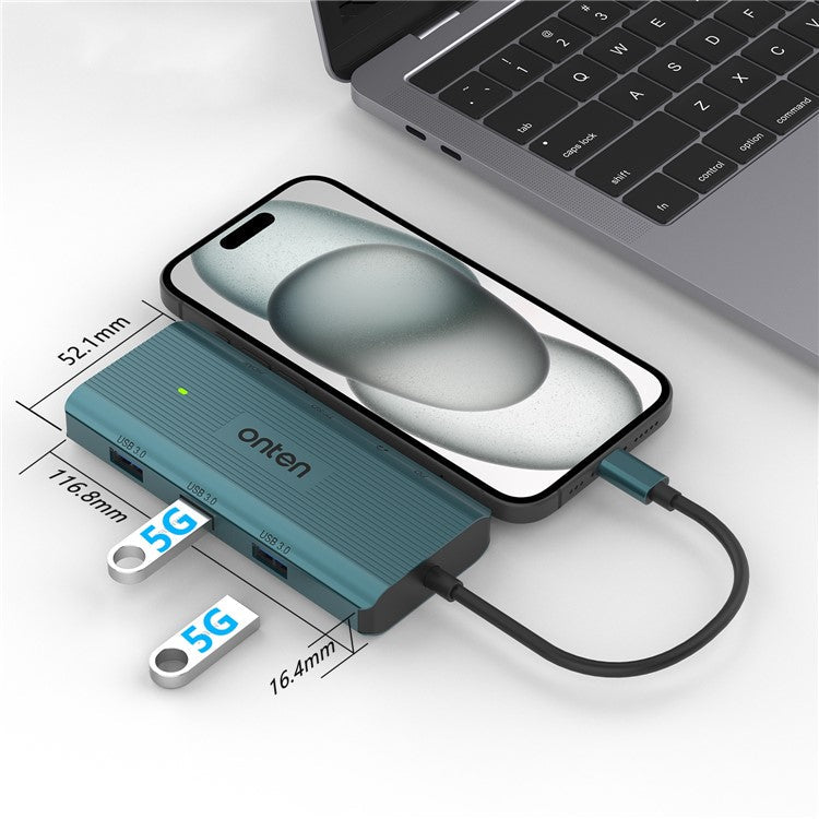 ONTEN UC961 9-in-1 Type-C to USB3.0*3+HD+SD+TF+Jack+PD 3.0+RJ45 USB Hub Docking Station