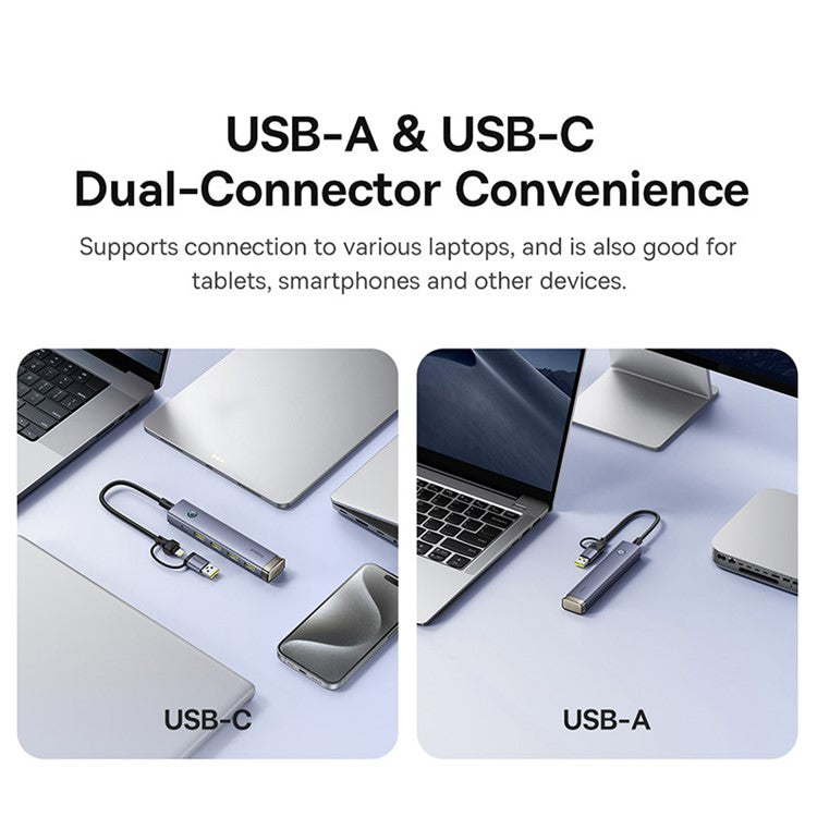 BASEUS HUB AIR 4-In-1 USB+Type-C Adapter Hub to 4xUSB 3.1+Type-C 5V Power Supply