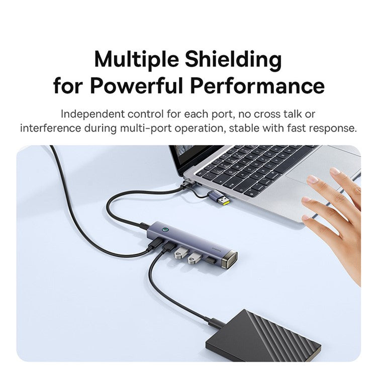 BASEUS HUB AIR 4-In-1 USB+Type-C Adapter Hub to 4xUSB 3.1+Type-C 5V Power Supply