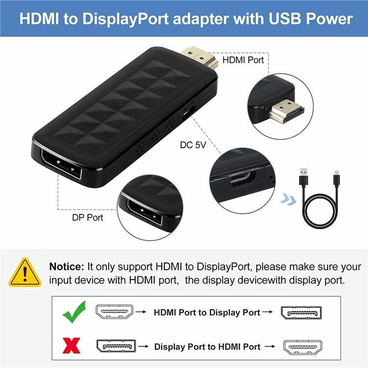 OZHD2 4K 60Hz HD Video DP 1.4 Female to HDMI Male Adapter HDCP2.3 Converter