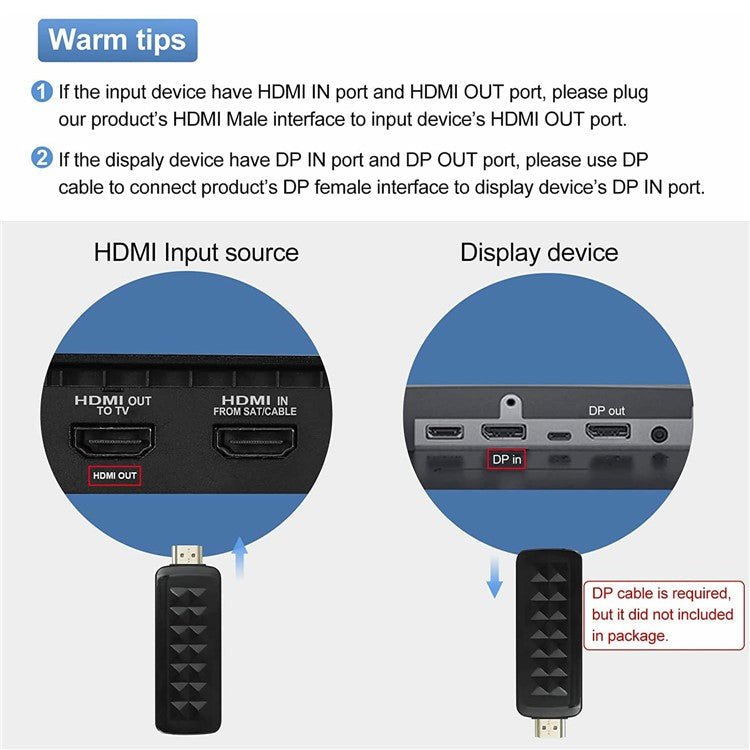 OZHD2 4K 60Hz HD Video DP 1.4 Female to HDMI Male Adapter HDCP2.3 Converter