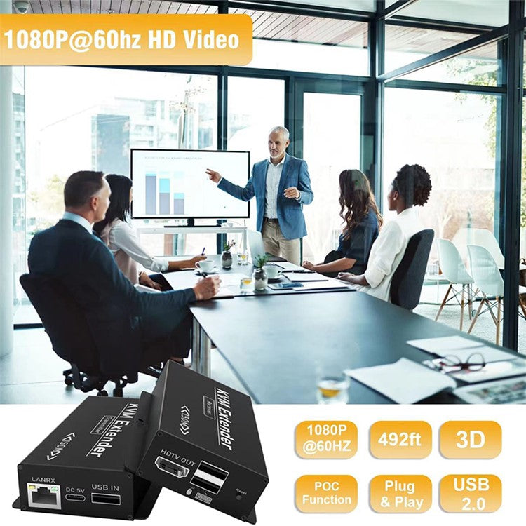 OZD13D14 150m Ethernet Cable HD KVM Extender (1 Transmitter+1 Receiver) - UK Plug