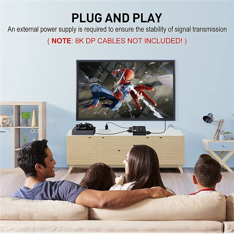 OZQD DP 1.4 Switcher Bi-directional 8K / 60Hz DisplayPort Switch Adapter Support IR Remote Control