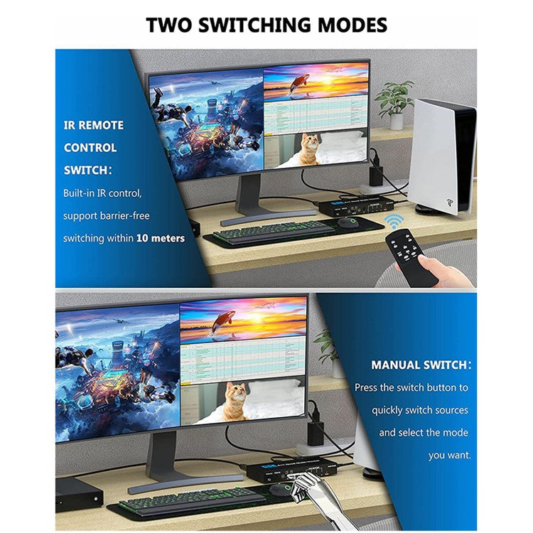 OZJQF 4K HDMI Switcher 4X1 Quad Multi-Viewer Four Channel Video Splitter - EU Plug