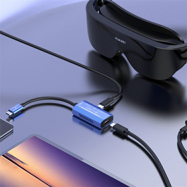 V278A 4K 60HZ Aluminum Alloy Type-C to PD+Type-C Converter Video Adapter Cable