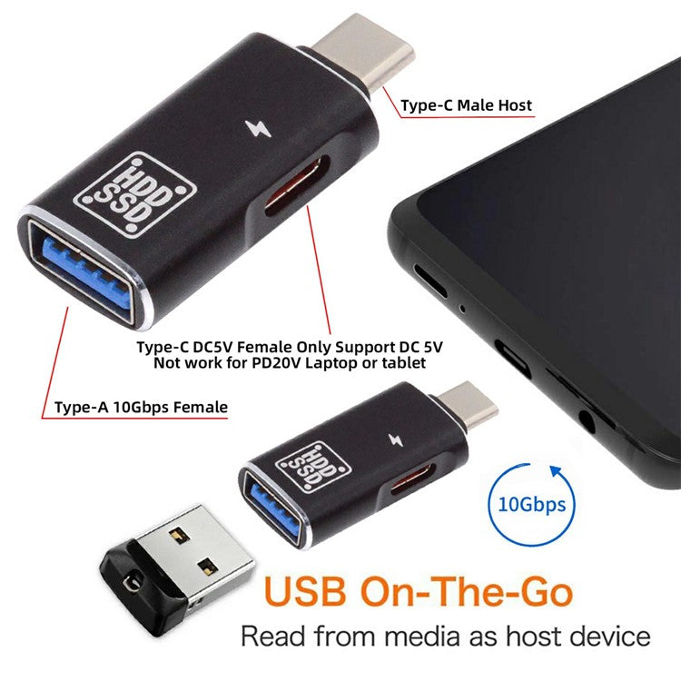 UC-035-AC 10Gbps Type-C to USB 3.0 Female OTG DC 5V Power Adapter for Tablet Phone