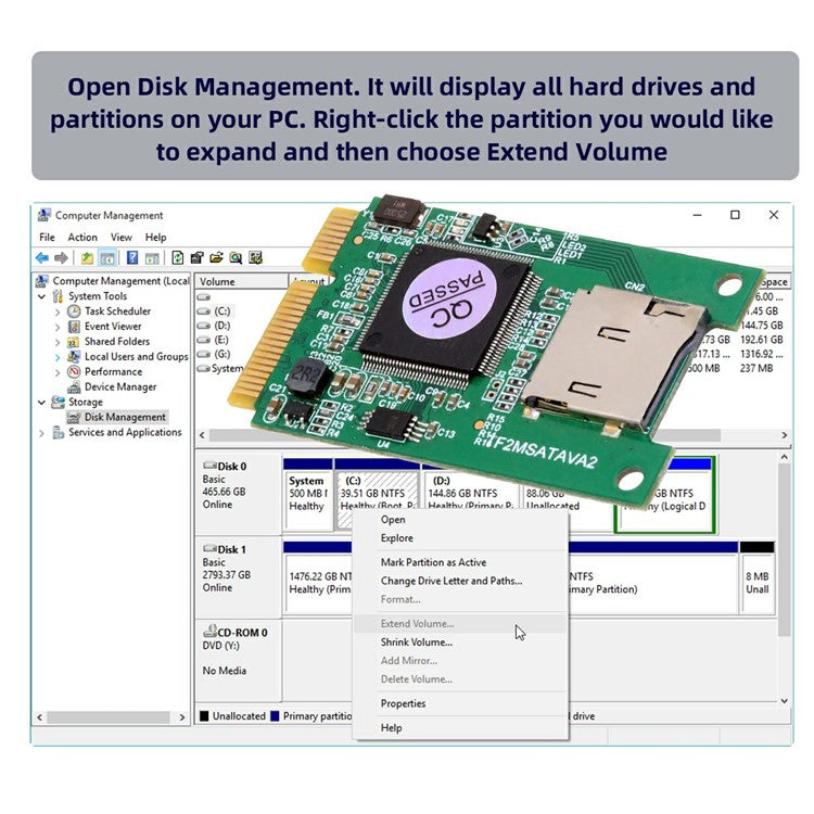 EP-041-3050MM 30x50mm MSATA to T-Flash TF Card Reader Adapter Board for Industrial Mobile SSD