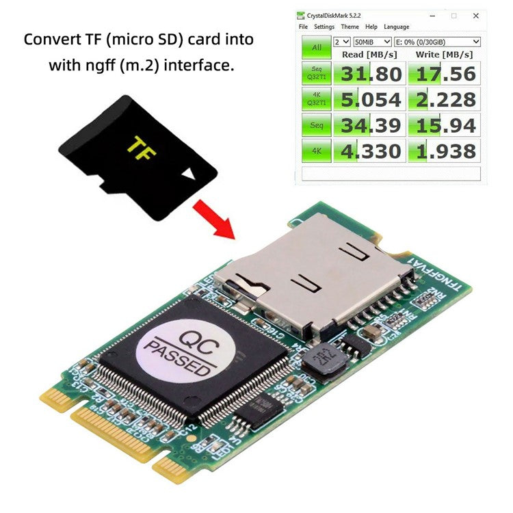 EP-041-2242MM 22x42mm M2 NGFF B-Key to T-Flash TF Card Reader B+M Key Adapter Board for Industrial Mobile SSD
