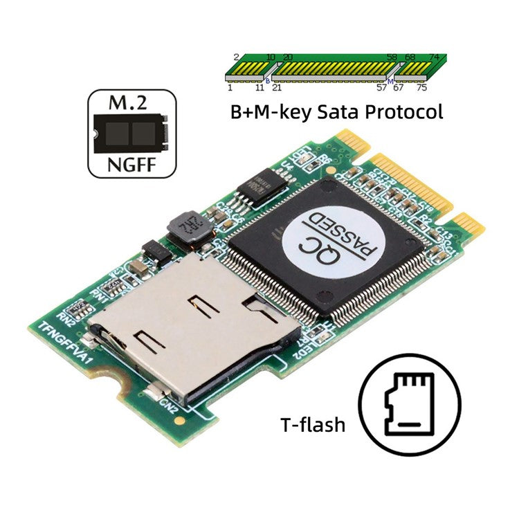 EP-041-2242MM 22x42mm M2 NGFF B-Key to T-Flash TF Card Reader B+M Key Adapter Board for Industrial Mobile SSD