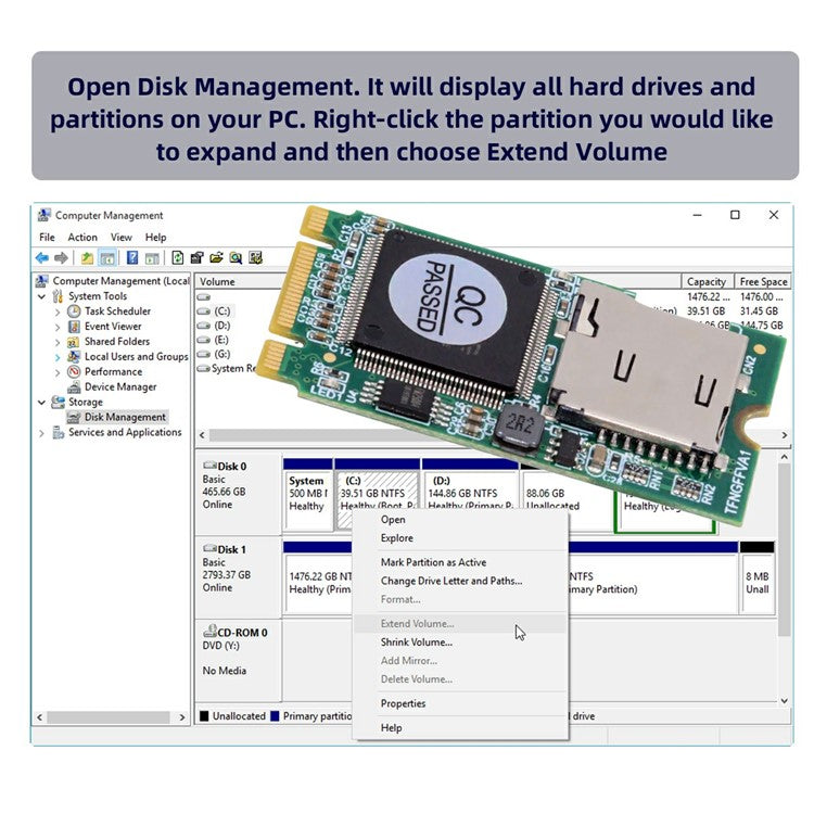 EP-041-2242MM 22x42mm M2 NGFF B-Key to T-Flash TF Card Reader B+M Key Adapter Board for Industrial Mobile SSD