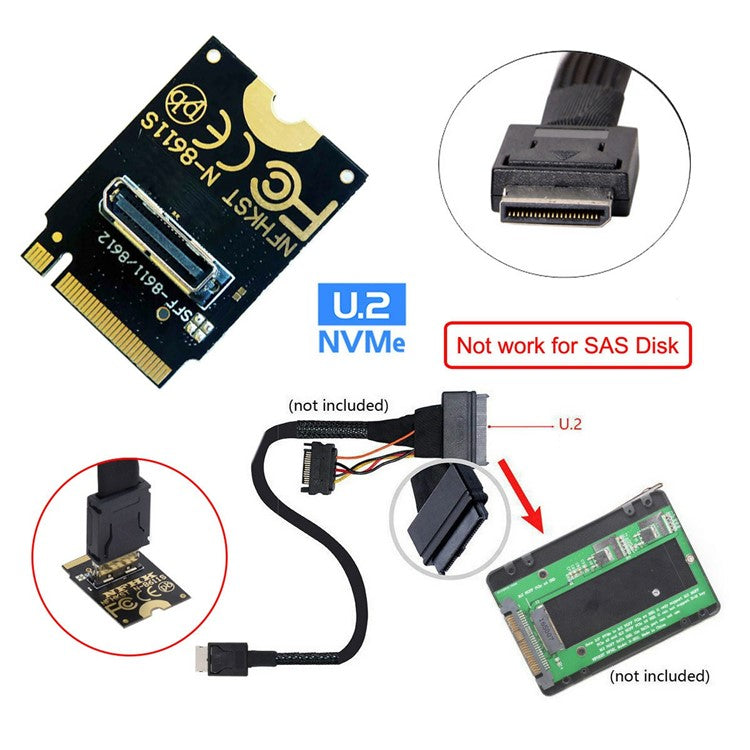SF-023-2230MM 2230 PCI-E4.0 M.2 M-key to OCuLink SFF-8612 SFF-8611 Vertical Host Adapter for NVME U.2 SSD eGPU