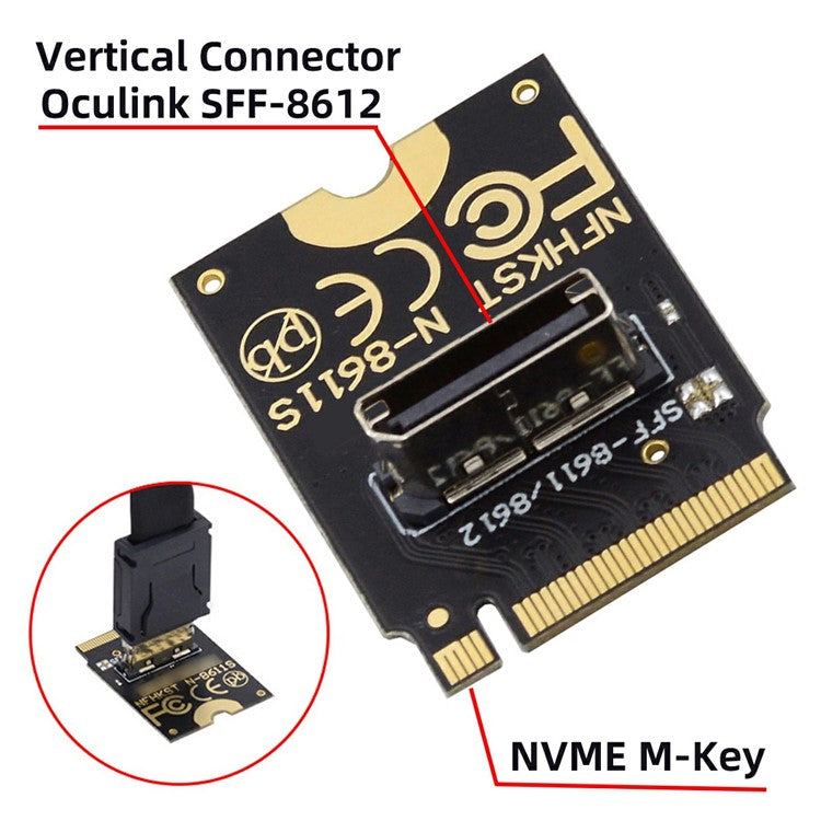 SF-023-2230MM 2230 PCI-E4.0 M.2 M-key to OCuLink SFF-8612 SFF-8611 Vertical Host Adapter for NVME U.2 SSD eGPU