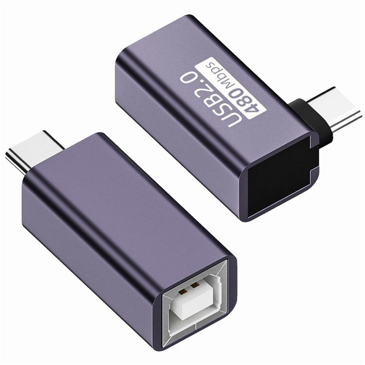 U2-010-CM 2Pcs / Set USB 2.0 B Type Female to Type-C Male Angled + Straight Extension Adapter for Printer Phone Disk