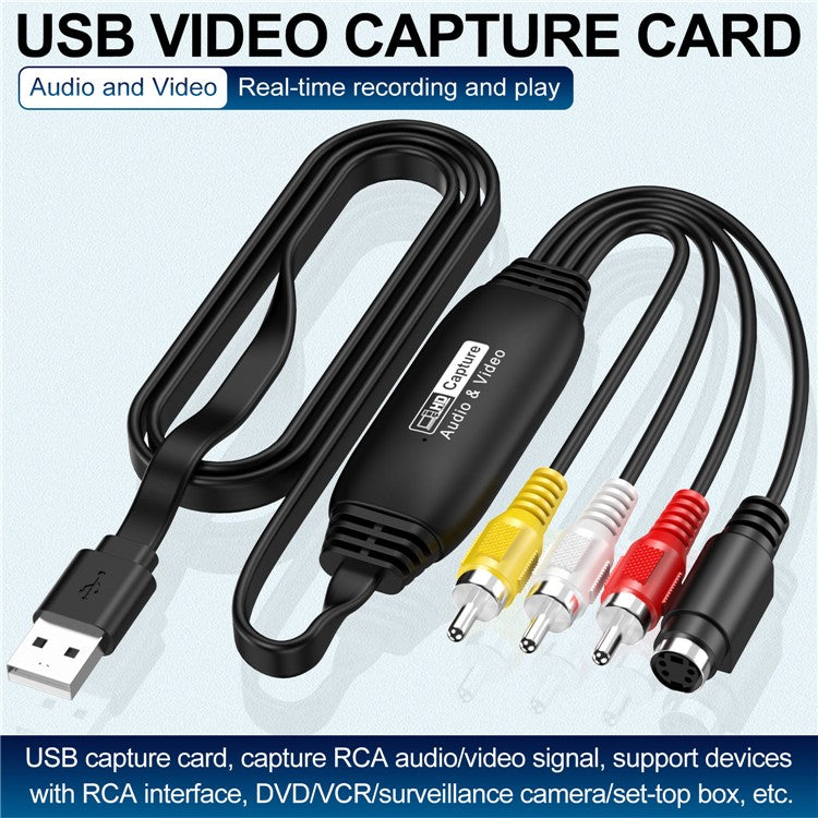 HW-1406B Audio Video RCA Capture Card USB to 4 Channel RCA Converter Support DVD / VCR / TV Box