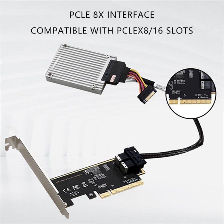 TXB127 SFF8639 Interface 2-port Solid State Drive (SSD) Adapter Board to PCLEX8 to 2 U.2 Expansion Card