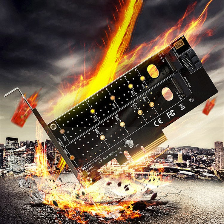 TXB044 110mm M Key + B Key Double Adapter Card Pcie to M.2 Nvme SSD NGFF Adapter Card