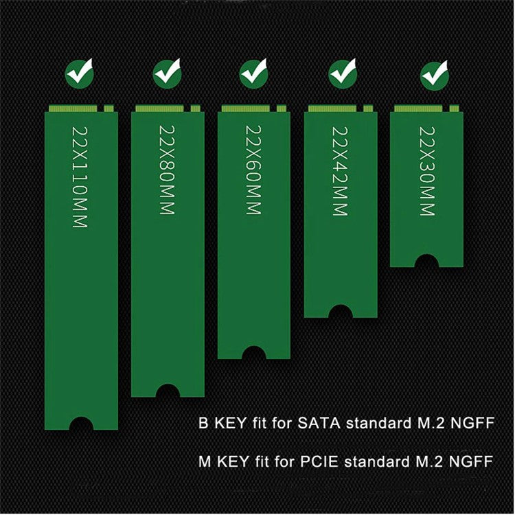 TXB044 110mm M Key + B Key Double Adapter Card Pcie to M.2 Nvme SSD NGFF Adapter Card