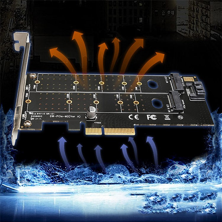 TXB044 110mm M Key + B Key Double Adapter Card Pcie to M.2 Nvme SSD NGFF Adapter Card