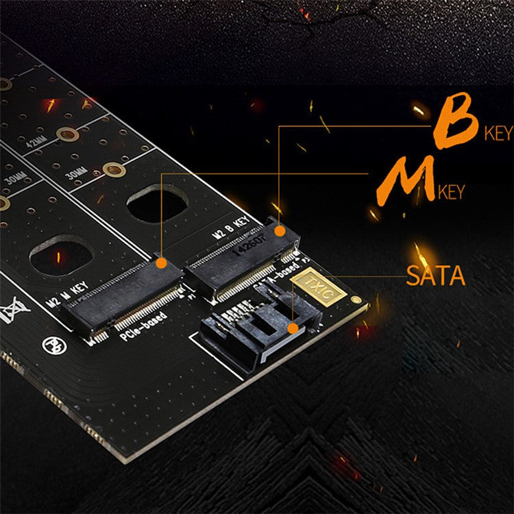 TXB044 110mm M Key + B Key Double Adapter Card Pcie to M.2 Nvme SSD NGFF Adapter Card