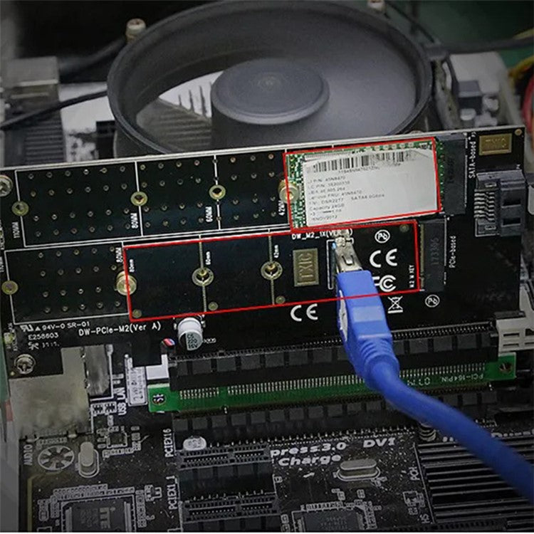 TXB044 110mm M Key + B Key Double Adapter Card Pcie to M.2 Nvme SSD NGFF Adapter Card