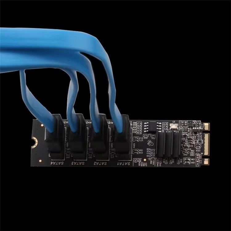TXB184 Key-M Key-B M.2 NVME Adapter Card PCI-E 3.0 to 4-port SATA3.0 Expansion Card