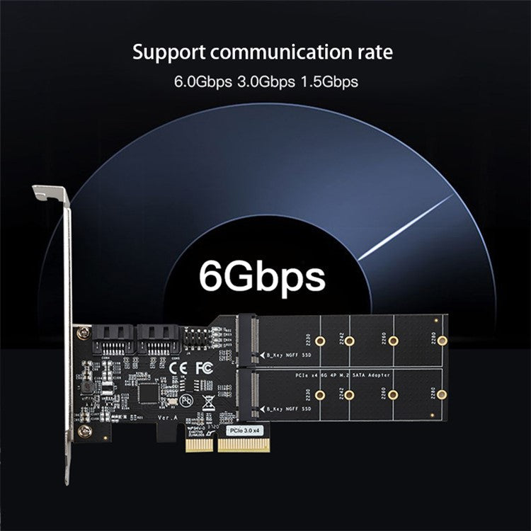TXB120 2x SATA3.0 Adapter Card PCIE3.0 X4 to 2-port M.2 (B-Key) Expansion Card