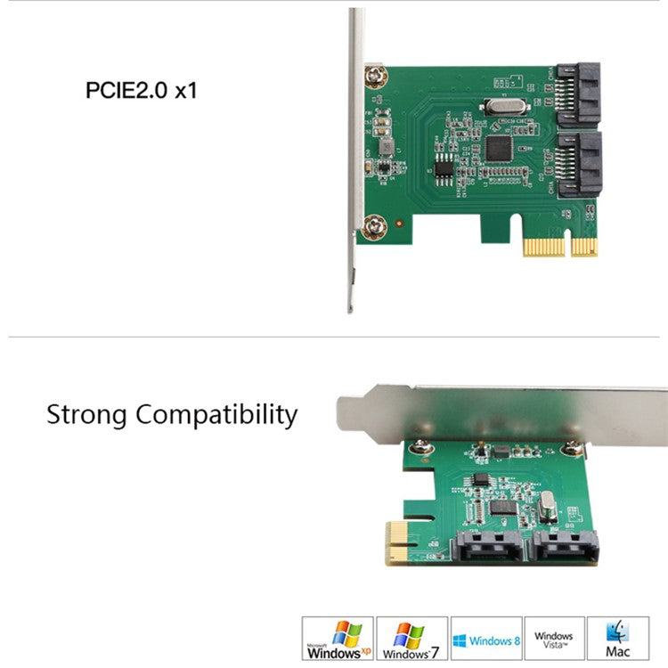 TXB169 AMS1016 Chip Adapter Card Pcie 2.0 X1 to 2-port SATA3.0 Hard Drive Expansion Card