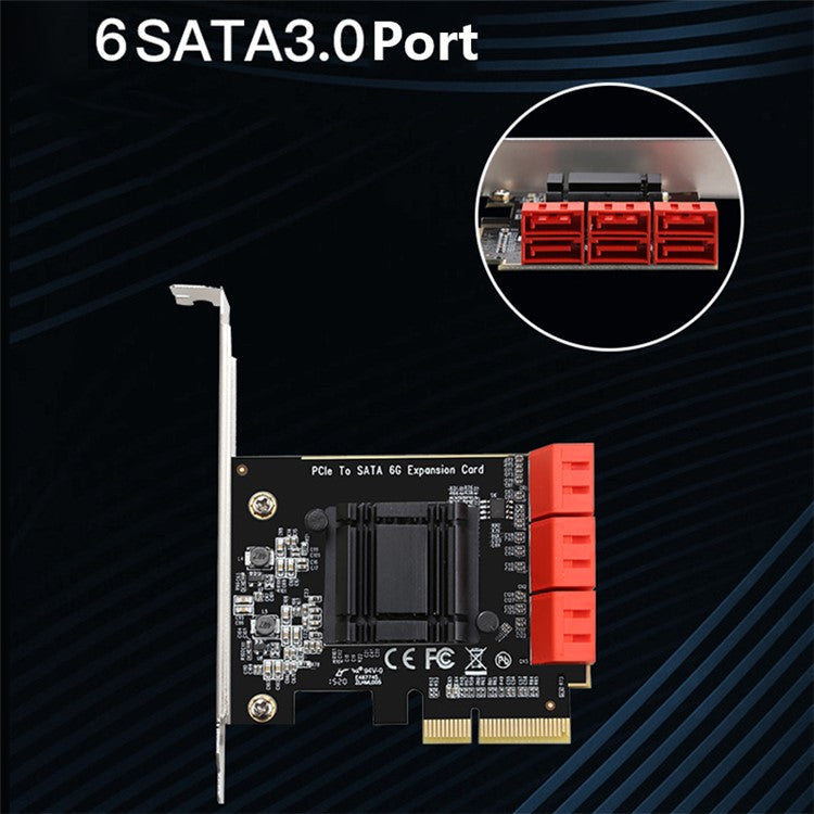 TXB113 PCIE to 6-port SATA3.0 6Gbps Expansion Adapter Card for MAC / Windows / Synology / Linux
