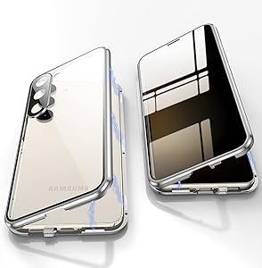 For Samsung Galaxy S23+ Case Double-Sided Tempered Glass Anti-Spy Phone Cover - Gold