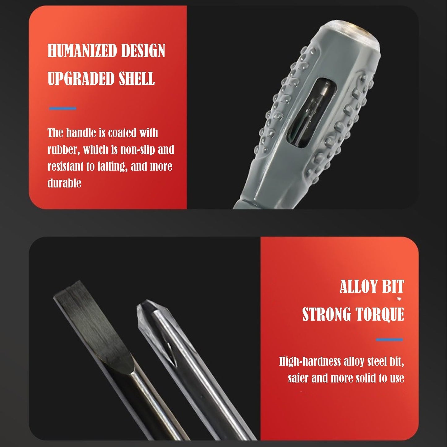 2 PCS Electrician special intelligent induction test pen to test leakage voltage LED display alarm car test pen- Slot head & Cross Head