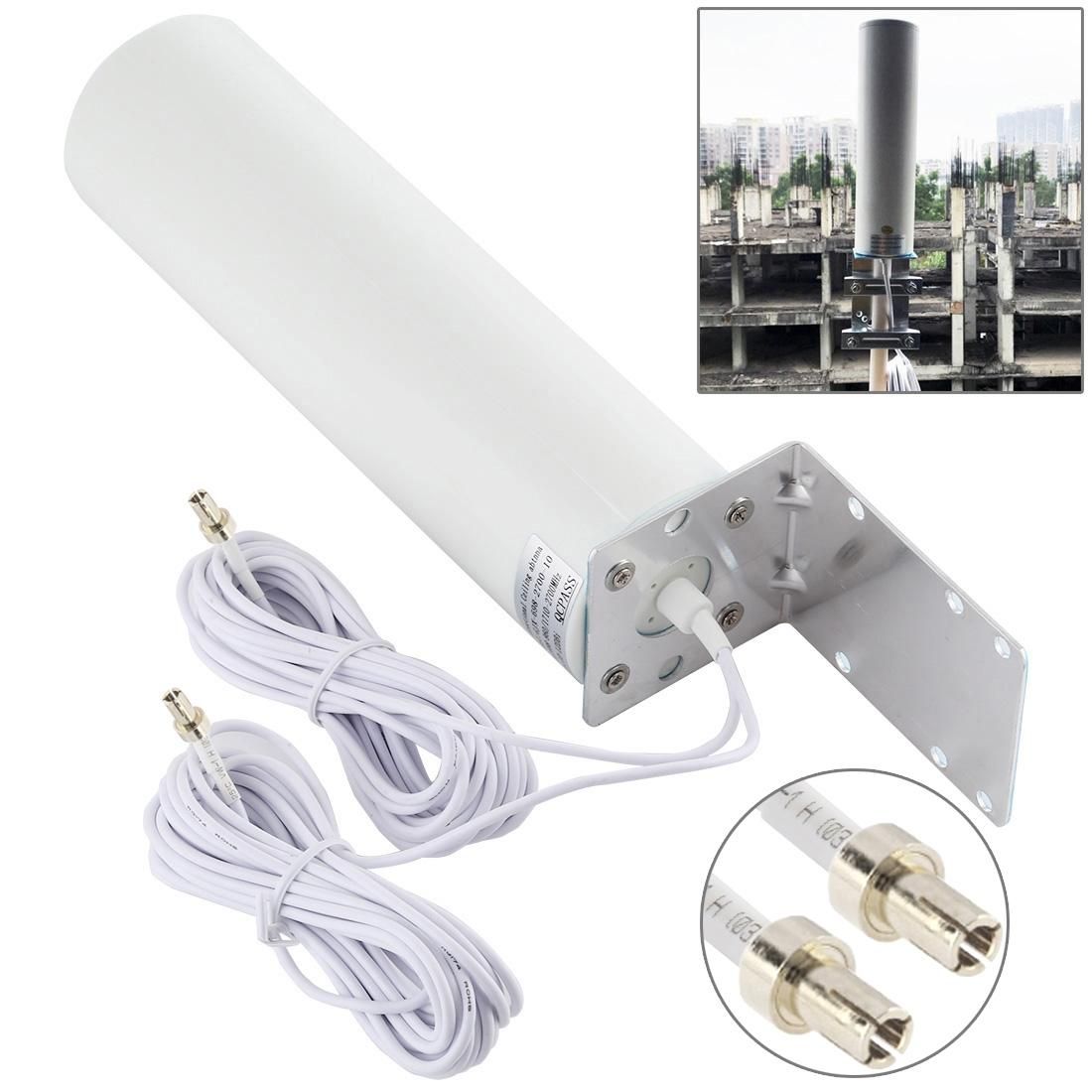 4G LTE WiFi 12DBi Omni External Barrel Antenna with TS9 Male (White)