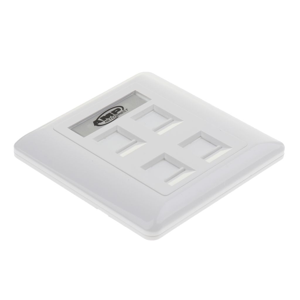 Quad Data Wall Outlet Face Plate 4 Port RJ45/RJ11 Ethernet Network Socket