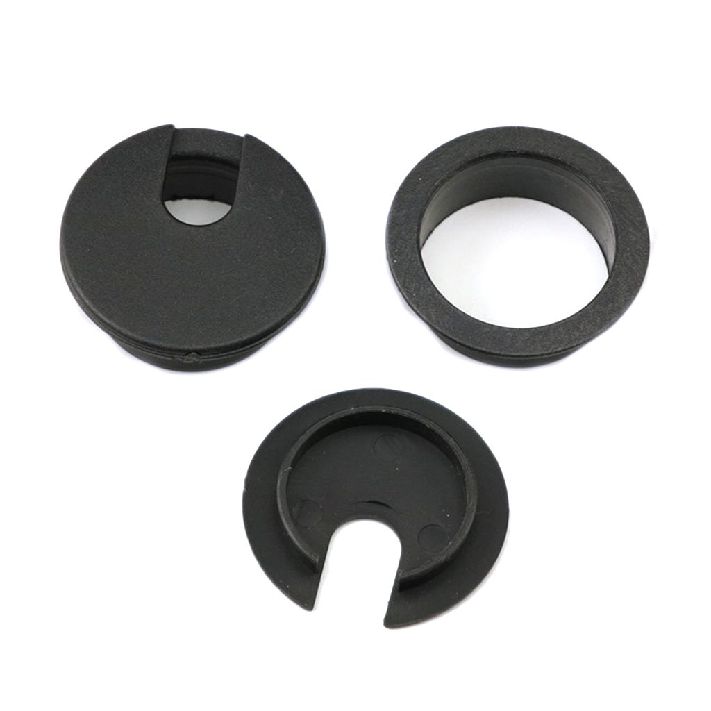 20x Computer Desk Table Grommet Cable Port Round Wire Hole Cover 35mm Black