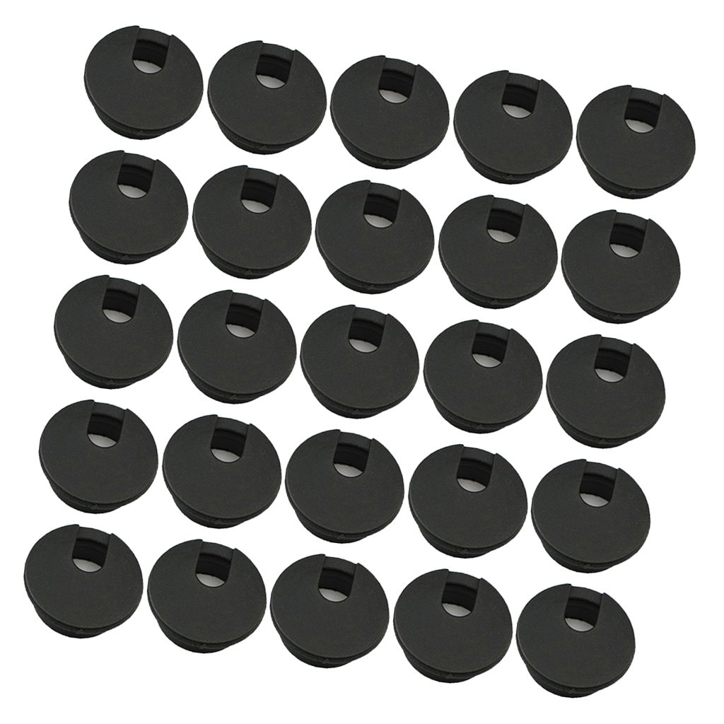 20x Computer Desk Table Grommet Cable Port Round Wire Hole Cover 35mm Black