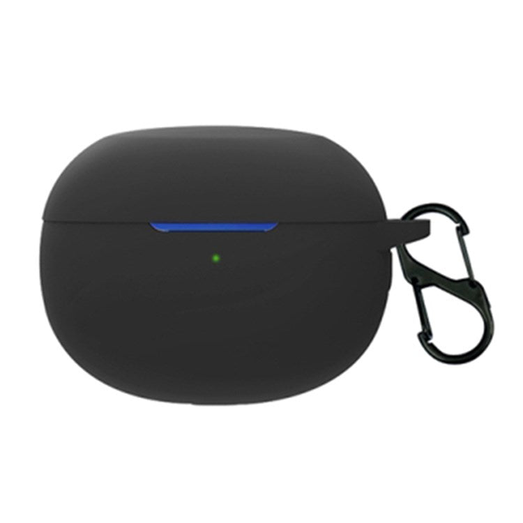 For Realme Buds Air 3 Bluetooth Earphone Charging Case Drop-proof Shell Soft Silicone Cover with Hanging Buckle - Black