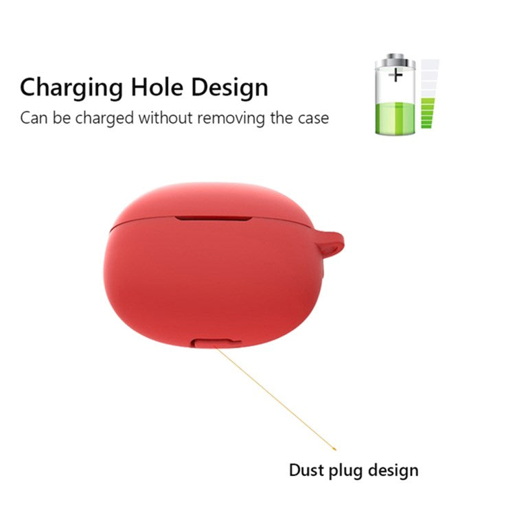 For Realme Buds Air 3 Bluetooth Earphone Charging Case Drop-proof Shell Soft Silicone Cover with Hanging Buckle - White