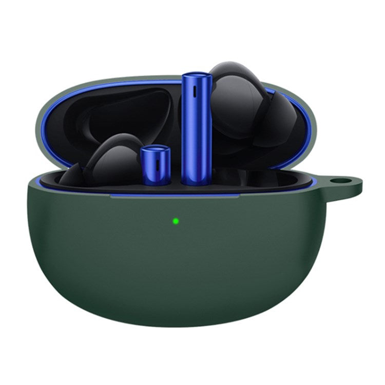 For Realme Buds Air 3 Bluetooth Earphone Charging Case Drop-proof Shell Soft Silicone Cover with Hanging Buckle - Green