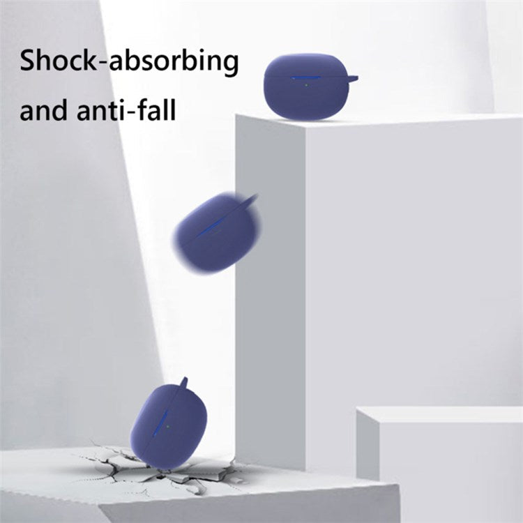 For Realme Buds Air 3 Bluetooth Earphone Charging Case Drop-proof Shell Soft Silicone Cover with Hanging Buckle - Green