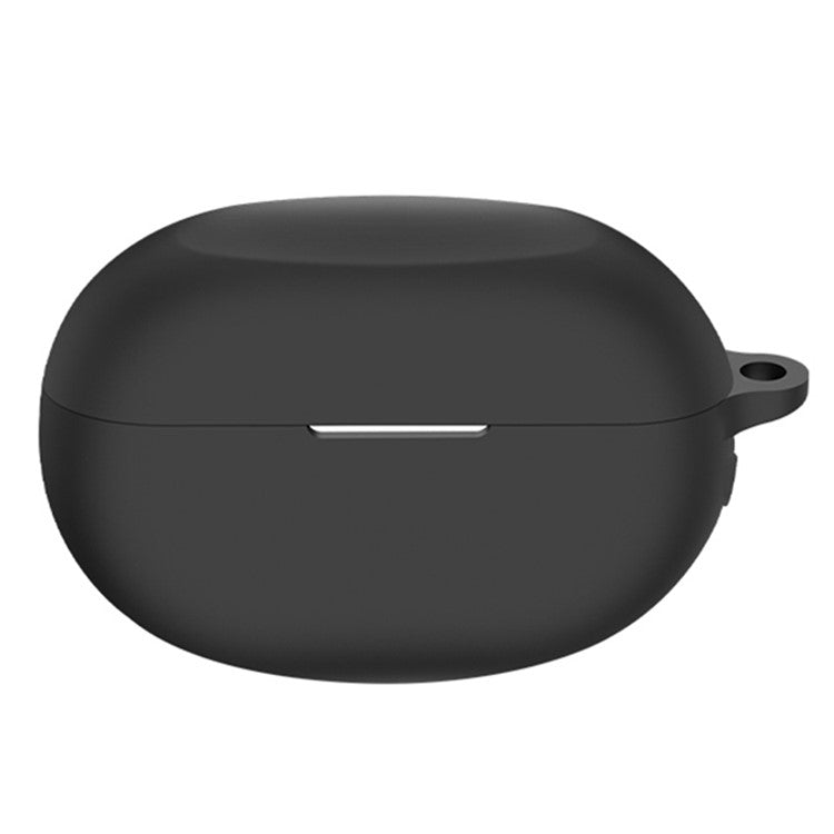 For Realme Buds Air 5 Pro Silicone Cover Case TWS Bluetooth Earphone Charging Bin Sleeve with Buckle - Black