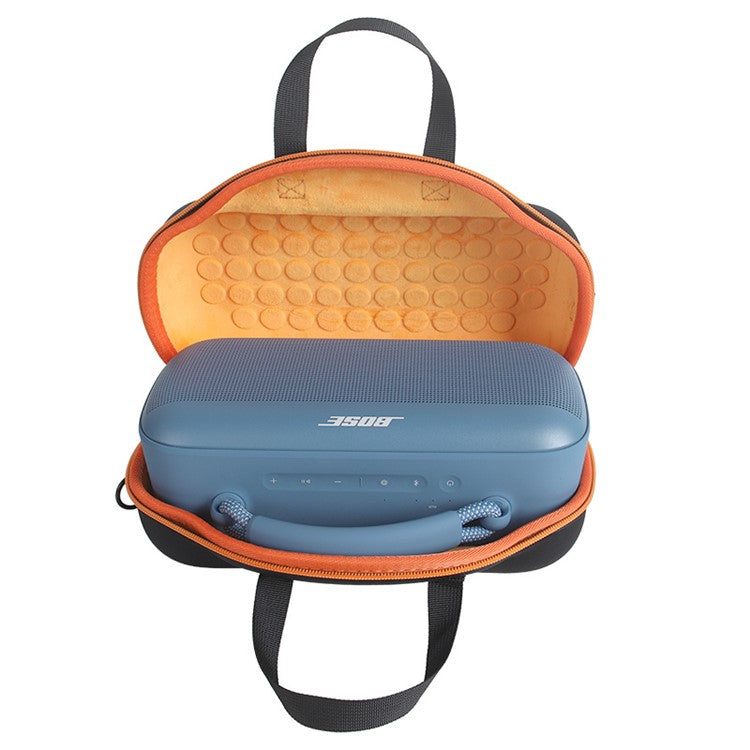 For Bose Soundlink Max Oxford Cloth+ EVA Storage Case Bluetooth Speaker Carrying Bag with Shoulder Strap - Black / Orange