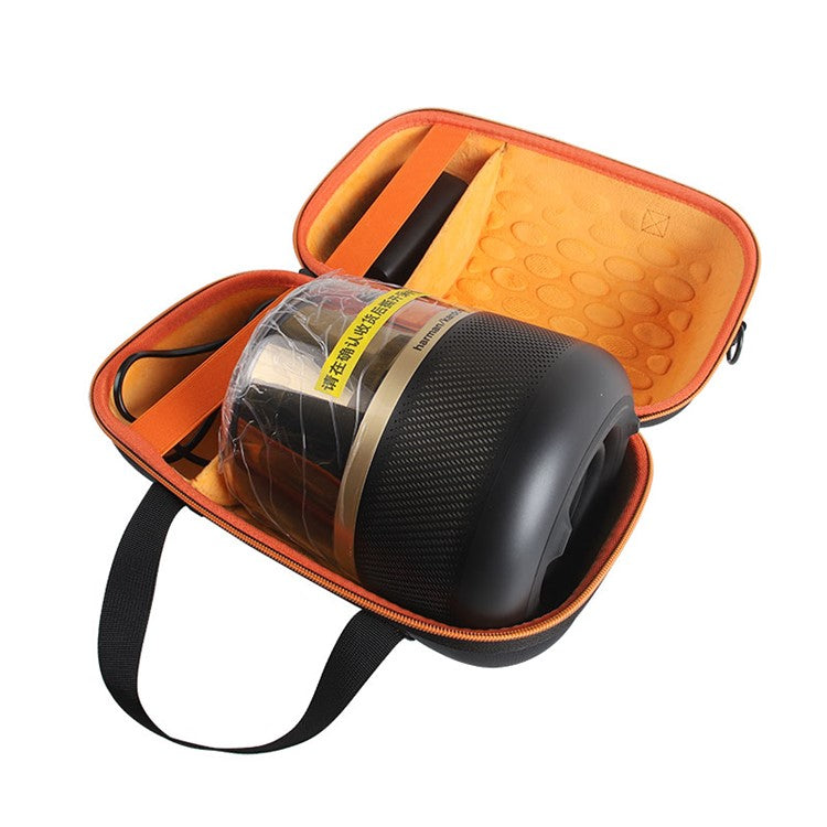 For Harman Kardon Allure Essential Carrying Case Bluetooth Speaker Storage Bag with Shoulder Strap - Black / Orange