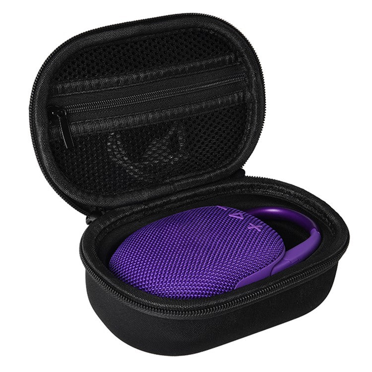 For JBL Clip 5 Bluetooth Speaker Storage Bag EVA Hard Case with Carabiner and Hand Strap - Black