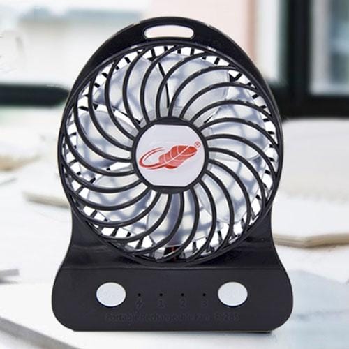 GONGTIAN F928S Portable USB Rechargeable Fans, Three Ranges Speed Wind Adjustment + One Range LED Light Adjustment, Size: 12.3cm x 9.6cm x 3.5cm (Black)