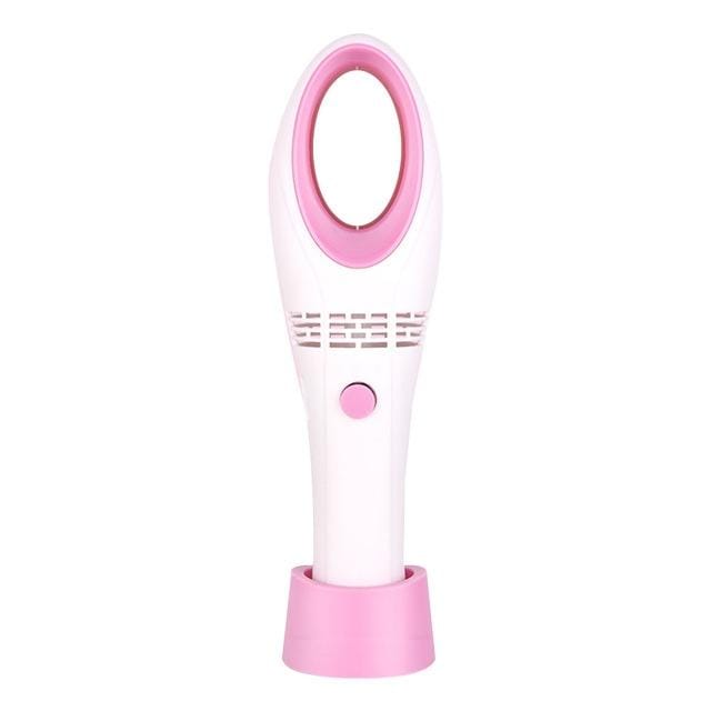 USB Handheld Mini Cooler Leafless Fan Rechargeable Portable (White)