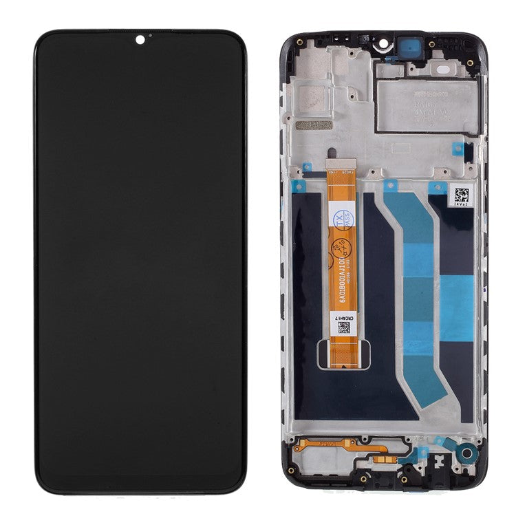 OEM LCD Screen and Digitizer Assembly + Frame Replacement Part for Realme 5 - Black